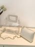 Medium Square Bag Clear Design With Inner Pouch Chain Strap