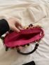 Flower Decor Straw Bag Medium Double Handle Vacation