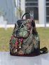 Sequin Embroidered Phoenix Pattern Canvas Backpack, Women's Drawstring Backpack, Mothers Day Gift For Mom
