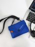 Letter Graphic Envelope Bag Mini Flap Blue Waterproof