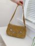 Fashion Women Butterfly Chain Shoulder Bag Pure Color Casual All-match Underarm Bag