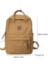 Letter Patch Decor Classic Backpack Medium Canvas