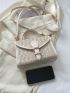 Buckle Decor Straw Bag Mini Top Handle Vacation