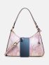 Snakeskin Embossed Hobo Bag Medium Zipper Genuine Leather