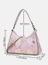 Snakeskin Embossed Hobo Bag Medium Zipper Genuine Leather