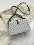 Geometric Pattern Buckle Detail Flap Square Bag Elegant
