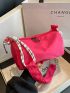 Fashion Hot Pink Bucket Bag Nylon Zipper