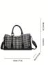 Houndstooth Pattern Zipper Gym Bag Sporty Double Handle