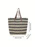 Chevron Graphic Straw Bag Vacation Double Handle