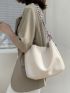 Litchi Embossed Hobo Bag Twilly Scarf Decor With Inner Pouch