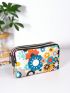 Floral Graphic Long Wallet With Zipper Waterproof