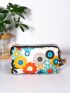 Floral Graphic Long Wallet With Zipper Waterproof