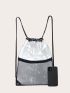 Two Tone Transparent Drawstring Backpack Trendy & Waterproof