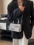 Mini Flap Square Bag Rhinestone & Bow Decor