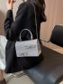 Mini Flap Square Bag Rhinestone & Bow Decor