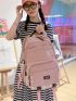 Letter Patch Decor Classic Backpack Medium Zipper