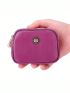 Fashion Genuine Leather Women Coin Purse Double Zipper Small Purse Wallet Rose Flower Decoration