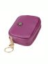 Fashion Genuine Leather Women Coin Purse Double Zipper Small Purse Wallet Rose Flower Decoration