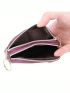 Fashion Genuine Leather Women Coin Purse Double Zipper Small Purse Wallet Rose Flower Decoration