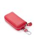 Minimalist Key Case Zipper Red Genuine Leather