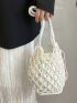 Summer Beach Bag Women Mesh Rope Knitted Bucket Shoulder Bag Reticulate Hollow Travel Shopper Bag