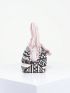Mini Satchel Bag Geometric Print Bow Decor