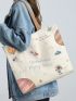 Large Capacity Shopper Bag Cartoon Print