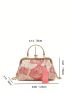 Small Satchel Bag Flower Pattern Tassel Decor Chain Strap