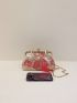 Small Satchel Bag Flower Pattern Tassel Decor Chain Strap