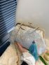 Small Satchel Bag Flower Pattern Tassel Decor Chain Strap