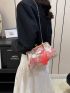 Small Satchel Bag Flower Pattern Tassel Decor Chain Strap