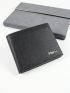Black Small Wallet Letter Detail Fold Over
