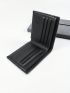 Black Small Wallet Letter Detail Fold Over