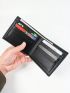 Black Small Wallet Letter Detail Fold Over