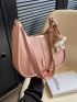 Small Hobo Bag Stitch Detail Metal Decor For Daily