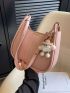 Small Hobo Bag Stitch Detail Metal Decor For Daily