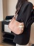 Small Hobo Bag Stitch Detail Metal Decor For Daily