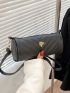 Litchi Embossed Bucket Bag Chevron Pattern Metal Decor For Daily