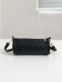 Litchi Embossed Bucket Bag Chevron Pattern Metal Decor For Daily