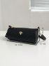 Litchi Embossed Bucket Bag Chevron Pattern Metal Decor For Daily