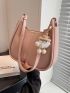 Small Hobo Bag Stitch Detail Metal Decor For Daily