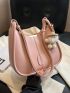 Small Hobo Bag Stitch Detail Metal Decor For Daily