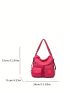 Medium Hobo Bag Pocket Front Adjustable Strap For Daily
