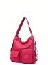 Medium Hobo Bag Pocket Front Adjustable Strap For Daily