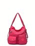 Medium Hobo Bag Pocket Front Adjustable Strap For Daily