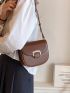 Mini Saddle Bag Brown Metal Decor Flap For Work