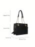 Mini Crocodile Embossed Square Bag Black Elegant Double Handle For Work
