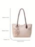 Medium Shoulder Tote Bag Colorblock Stitch Detail Double Handle For Work