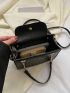 Mini Crocodile Embossed Square Bag Black Elegant Double Handle For Work