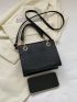 Mini Crocodile Embossed Square Bag Black Elegant Double Handle For Work